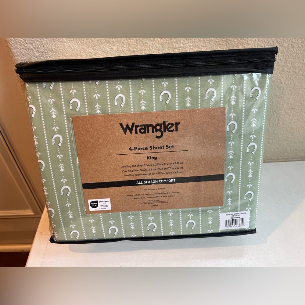 Wrangler Sage Green 4 Piece King Sheet Set Horseshoes